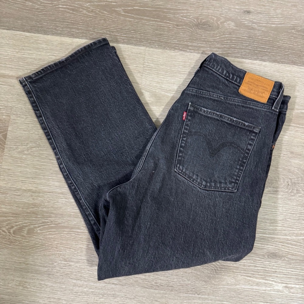 Levi's Ribcage Straight Jeans Women 32 Black High Rise Button Fly 72693-0037
